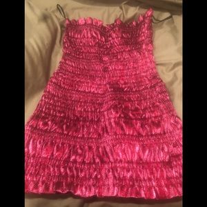 Strapless dress fits so cute hot pink matalic